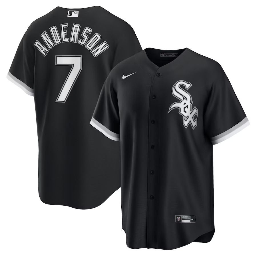 Men Chicago White Sox 7 Tim Anderson Nike Black Alternate Replica Player MLB Jersey